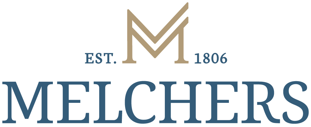 Melchers logo in gold and blue colours