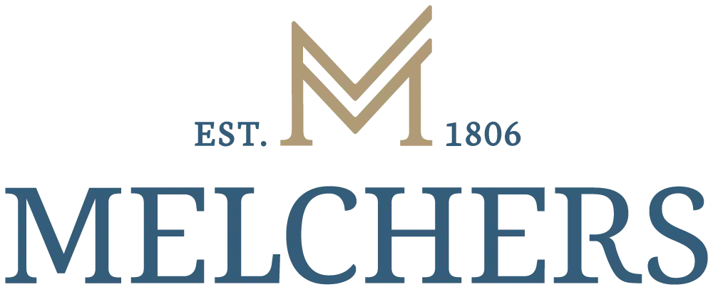 Melchers logo in gold and blue colours