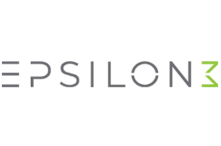 logo epsilone in grey and green against white background