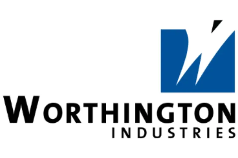 logo worthington industries in black and blue against white background