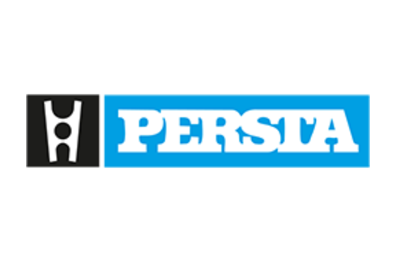 logo persta in black, white, and blue