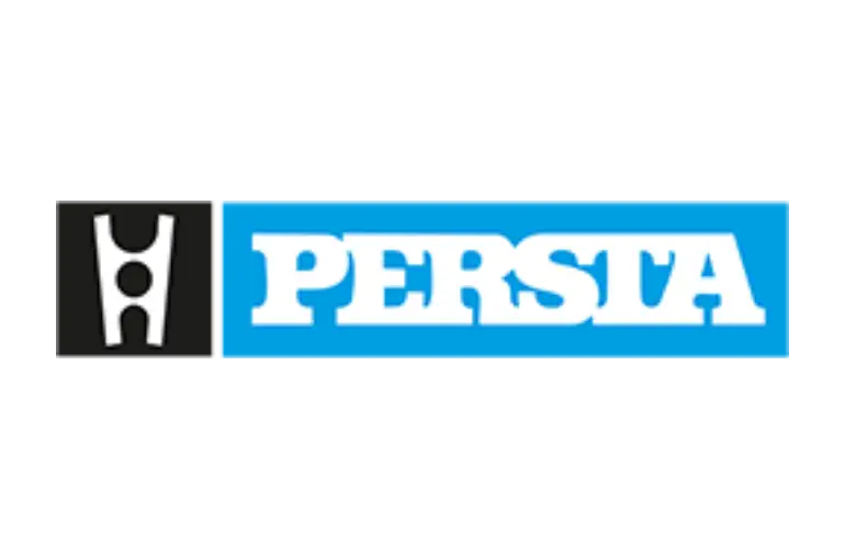 logo persta in black, white, and blue