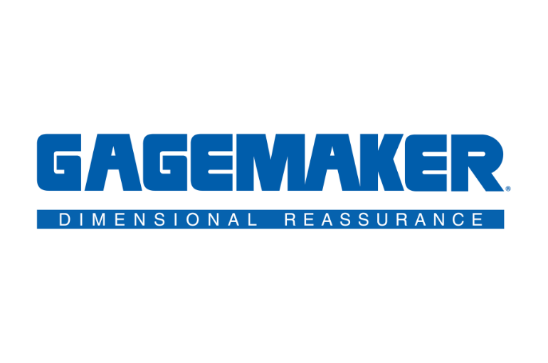 logo gagemaker in blue and white